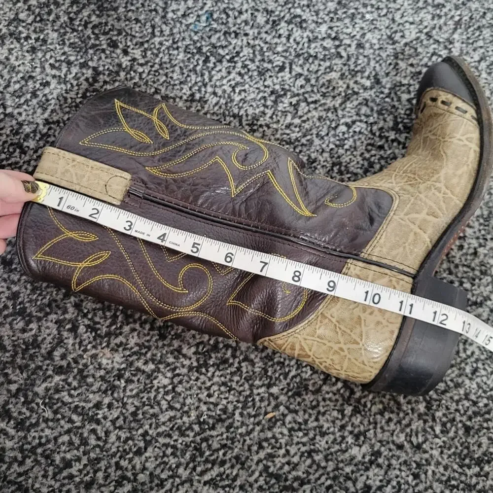Double H Wingtip Tan & Brown Cowboy Boots, size 9D